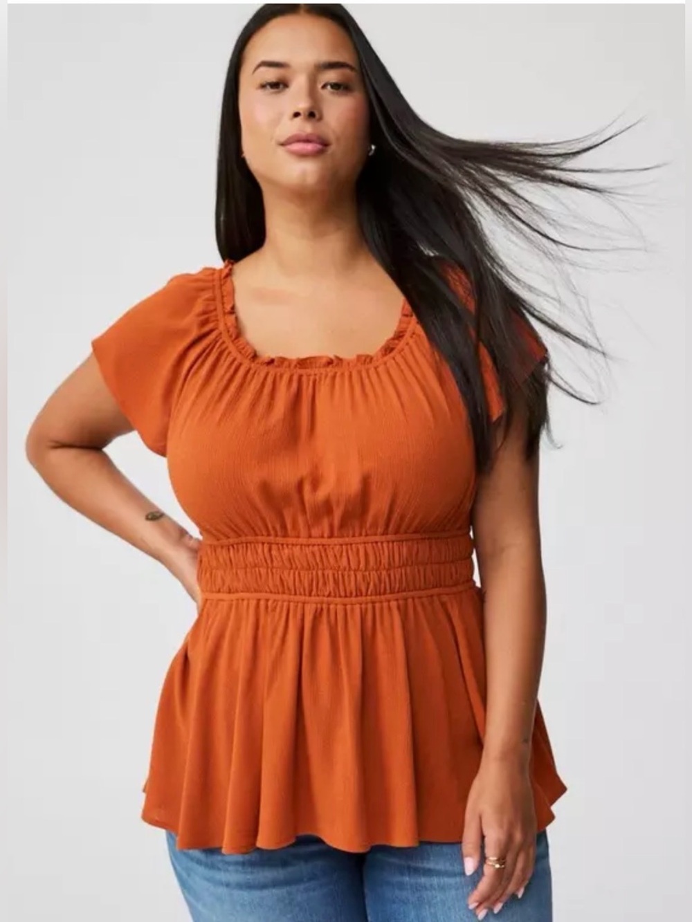 NWT Torrid Babydoll Washable Gauze Short Sleeve Top Size 00 M/L